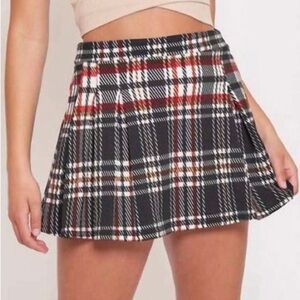 Better Be Black Plaid Low Rise Mini Skater Skirt Size L